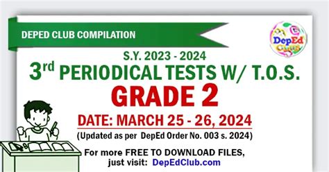 Deped Grade 2 3rd Periodical Tests Schedule Archives The Deped