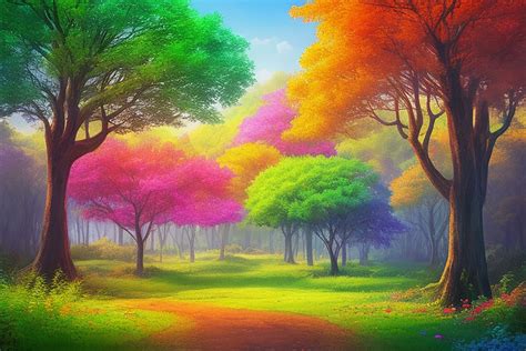 Colorful Tree Natural Scenery Magic Style Scene 29509789 Stock Photo at ...