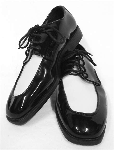 Mens Vintage Retro Black And White Tuxedo Dress Shoes Gem