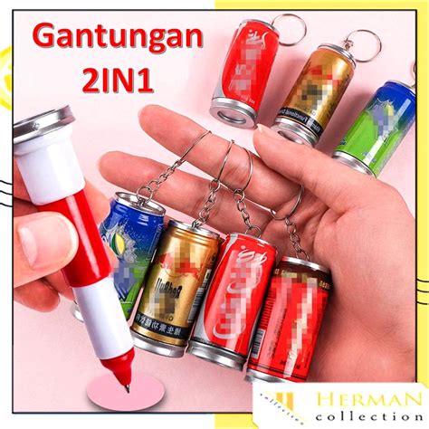 Jual HC Gantungan Kunci Minuman Kaleng 2 IN 1 Pena Bentuk Minuman