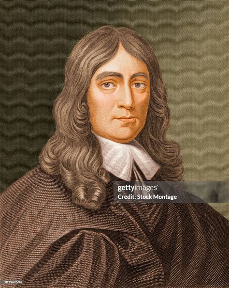 engraved portrait  british poet  politician john milton mid