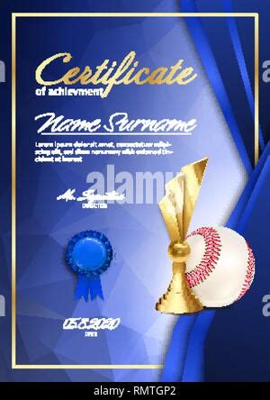 Certificado de béisbol diploma de premio deportivo y reconocimiento de