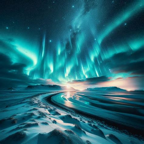 Stunning Aurora Borealis Over Snowy Landscape The Beauty Of The