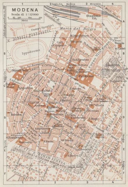 C Modena Pianta Della Citt Carta Geografica Epoca Vintage