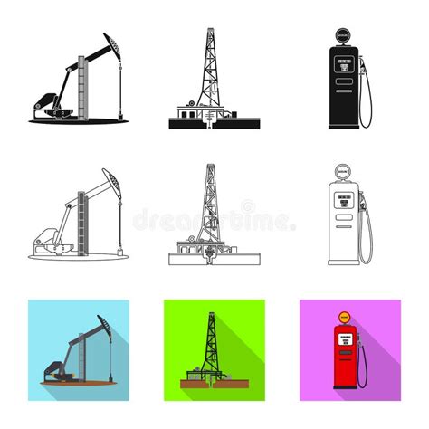 Vector Design Of Oil And Gas Icon Set Of Oil And Petrol Stock Vector