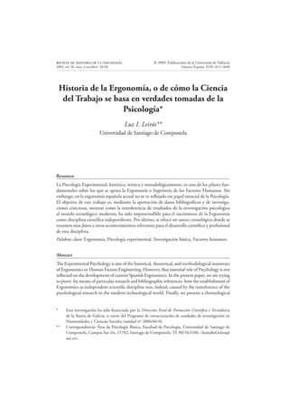 Historia De La Ergonom A De Como La Ciencia Del Trabajo Pdf