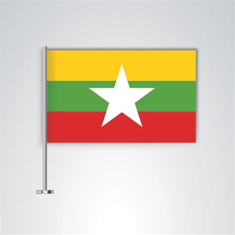 Myanmar Flag With Metal Stick 3212007 Vector Art At Vecteezy