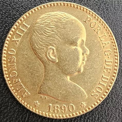 20 Pesetas Spanien Alfonso Xiii 1890 Original Prägung Gold Or Oro Goud