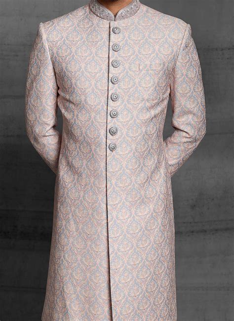 Buy Indian Ethnic Clothing Mehendi Peach Men Sherwanis