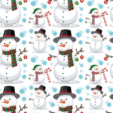 Free Vector Christmas Snowman Seamless Pattern