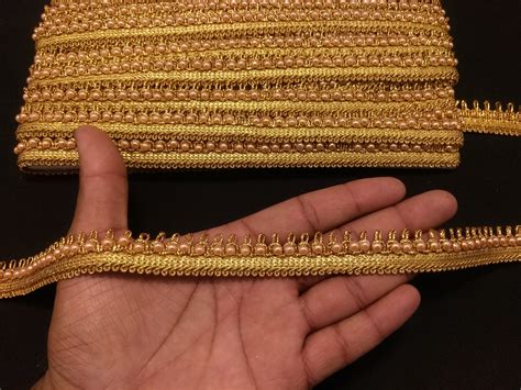 Indian Metallic Gold Beaded Floral Ribbon Lace Trim With For Etsy