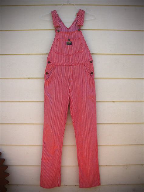 Vtg Oshkosh Bgosh Red And White Striped Overalls