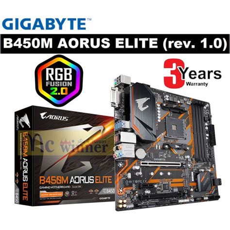 Mainboard เมนบอร์ด Am4 Gigabyte B450m Aorus Elite Rev 1 0 สินค้ารับประกัน 3 ปี Th