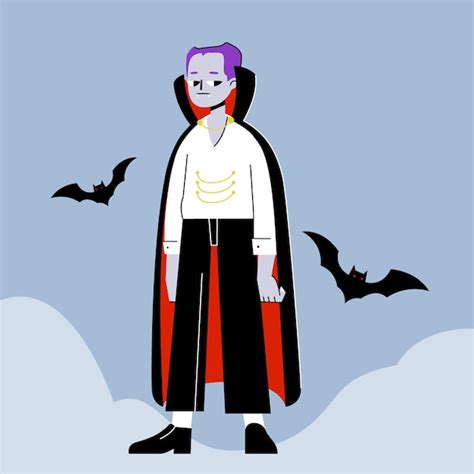 Halloween Dracula Avec Ses Chauves Souris Vecteur Premium