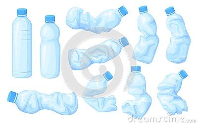 Crumpled Bottles Unhygienic Plastic Crush Bottle Water Used Broken