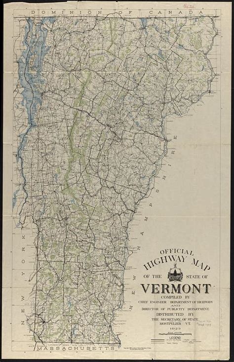 Official Highway Map Of The State Of Vermont Digital Commonwealth