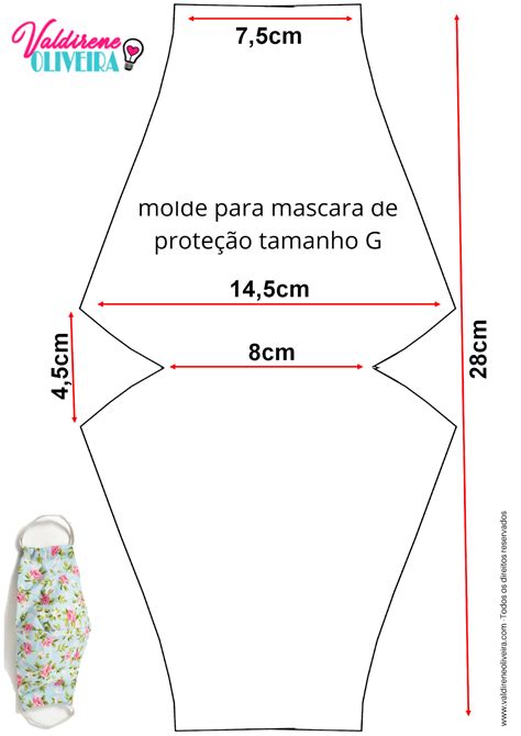 MASCARA DE TECIDO MOLDE Valdirene Oliveira Costura diy Máscara