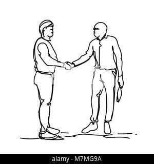 Handshake Sketch Business Concept People Handshakes Vector Doodles