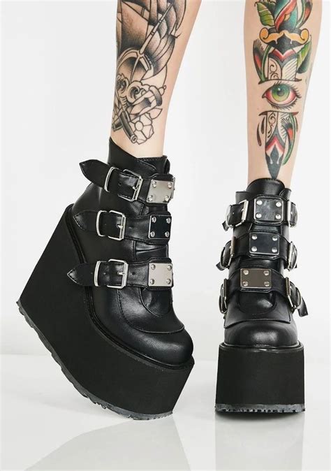 Buckle Ankle Boots Black Ankle Boots Botas Goth Cute Shoes Me Too