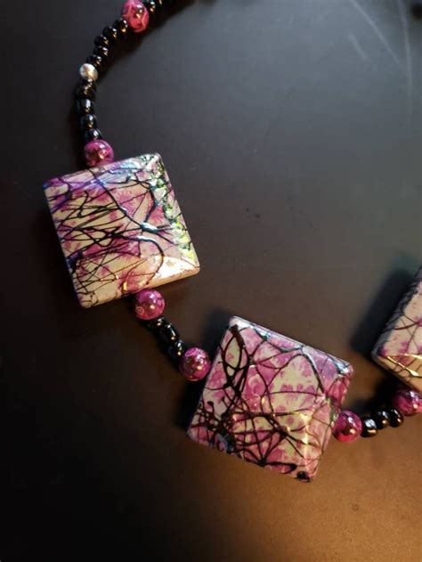 Hot Pink And Black Statement Necklace Etsy