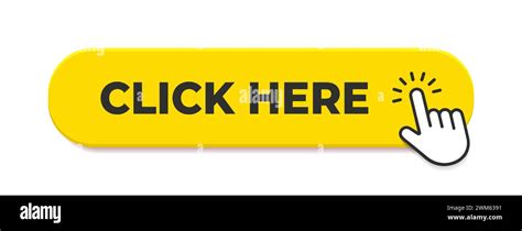 Click Here Button With Hand Pointer Clicking Vector Yellow Push Button