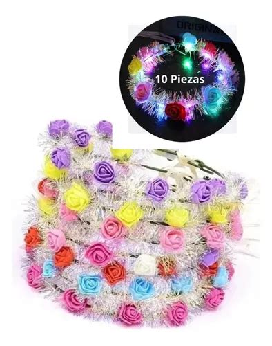 10 Coronas Diademas De Flores Con Luz Led Tiaras Luminosas MercadoLibre