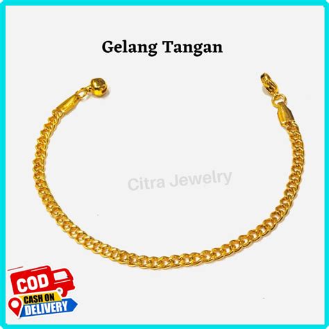 Jual Cod Gelang Rantai Lapis Emas Motif Sisik Naga Pendek Gelang