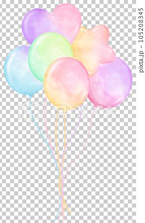 Vibrant Pastel Balloons Bouquet With Strings Stock Illustration