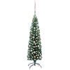 Rbol Navidad Artificial Estrecho Con Led Y Bolas Verde Cm Con