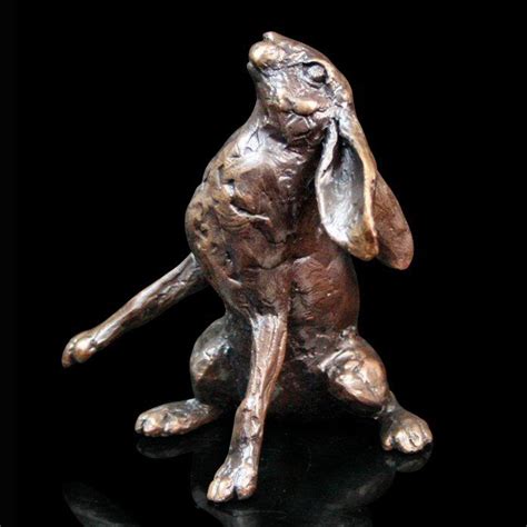 Hare Moon Gazing Bronze Sculpture By Michael Simpson Small 555