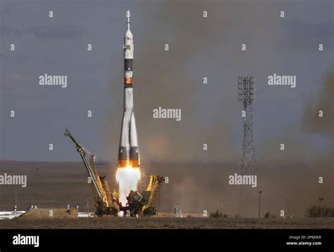 The Soyuz FG Rocket Booster With Soyuz TMA 13 Space Ship Carrying A New