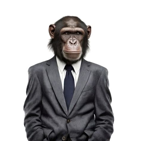 Um homem de terno um chimpanzé de terno Foto Premium Homens de