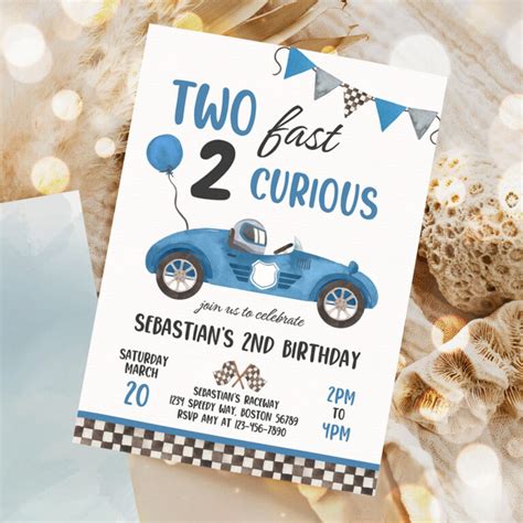 Two Fast Birthday Invitation Two Fast Boy Race Car Nd Birthday Party