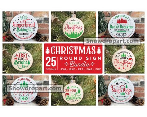 Christmas Round Sign Svg Bundle Christmas Svg