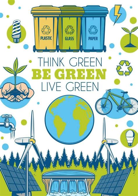 Be Green Vector Eco Poster Environment Protection Recycle Poster