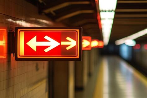 Emergency Exit Signs With Directional Arrows Ar Generative Ai Premium