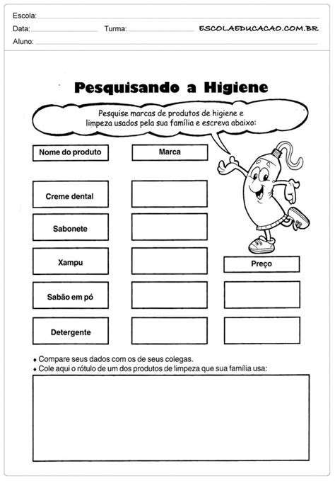 Atividade Sobre Higiene 2 Ano - 20 Atividades sobre higiene e Hábitos - Inéditas - Para Imprimir