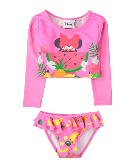 Riachuelo Biqu Ni Infantil Blusa Cropped E Calcinha Minnie Rosa Neon