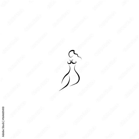 Nude Woman Vector Line Illustration Stock Vector Adobe Stock