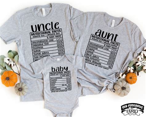 Uncle Niece Nephew Nutritional Facts Shirts Matching Uncle Etsy