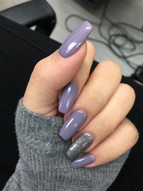 Purple Grey Acrylic Coffin Shaped Nails Mauve Nails Coffin Shape