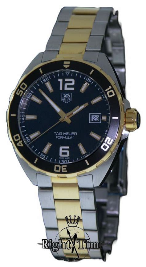 Tag Heuer Formula 1 Bi Color Black Dial Waz1121 Bb0879 Pre Owned Mens