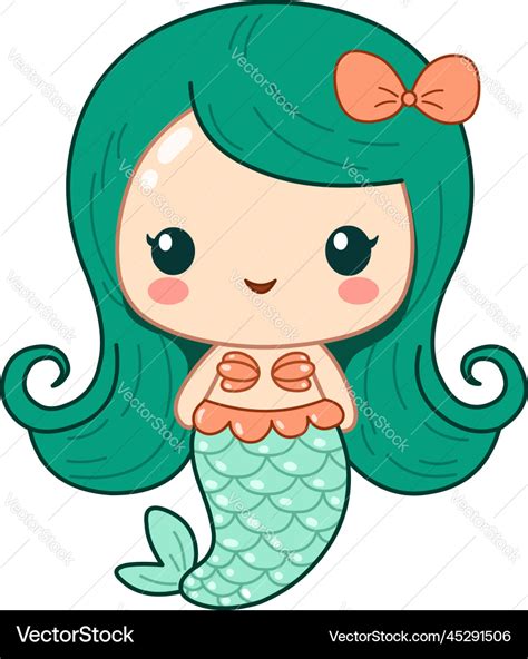 Kawaii Mermaid Royalty Free Vector Image Vectorstock