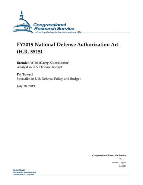 FY2019 National Defense Authorization Act H R 5515 EveryCRSReport