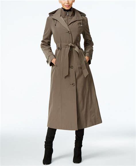 London Fog Hooded Layered Maxi Trench Coat Trench Coat Trench Coats