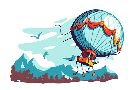 Hot Air Balloon Flying In Air Illustration