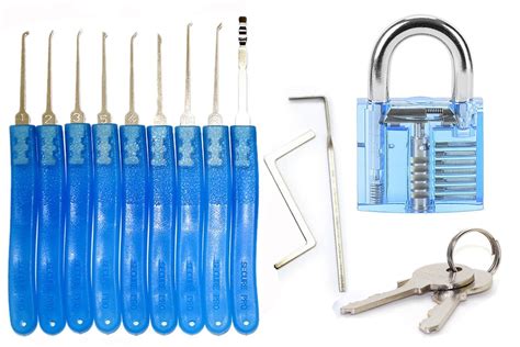 Lock Picking Set Professional for Beginners - Transparent Padlock Lock Picking Practice Set - 11 ...