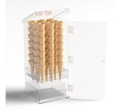 Porta Coni Gelato In Plexiglass Trasparente A 9 Fori Con Vaschetta