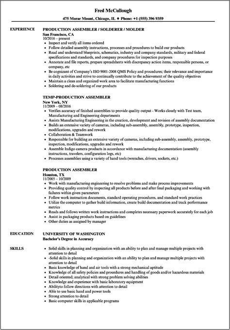 Dip Soldering Assembler Resume Sample In Pdf Resume Resume Designs