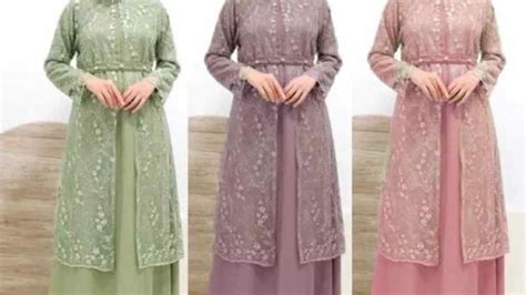 Model Gamis Brokat Kombinasi Satin Cocok Untuk Acara Formal